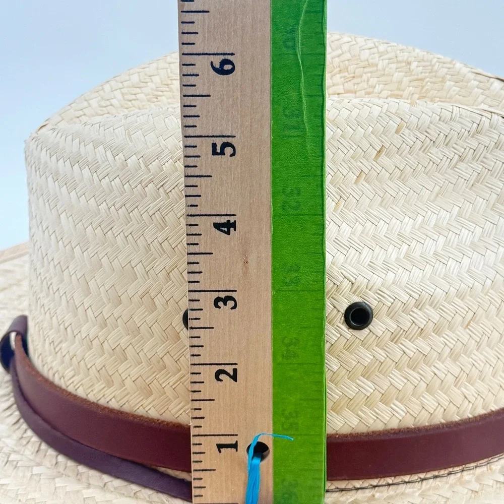 Double M Saddlery Boot Daddy Straw Safari Hat OS Natural Tan Leather Band Strap